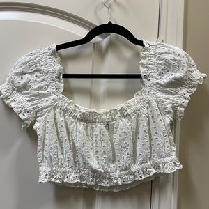 Aritzia Sunday Best White Eyelet Crop Top